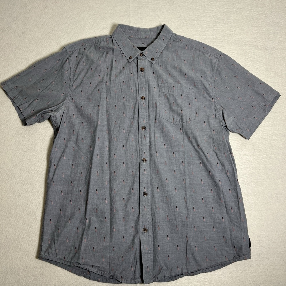 Prana Button Front Shirt L Gray Outdoors Casual Sprinkle Graphic Aop India‎
